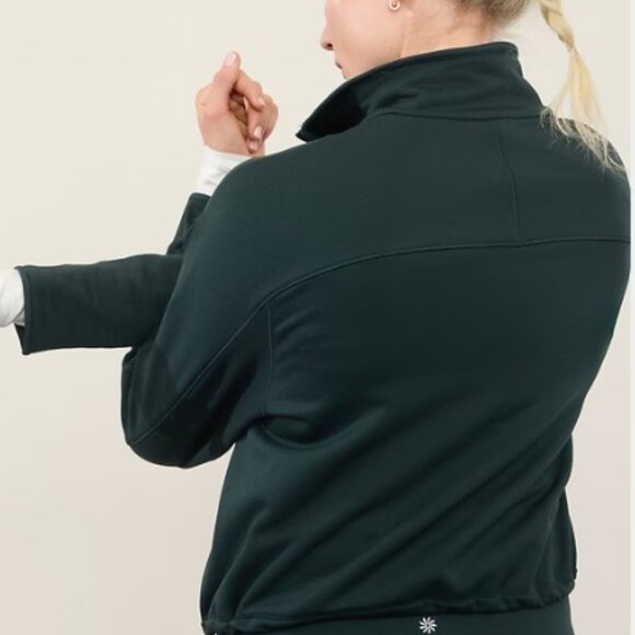 Athleta Altitude Fleece Lined 1/2 Zip Sweatshirt Cypress Cropped - Picture 3 of 9